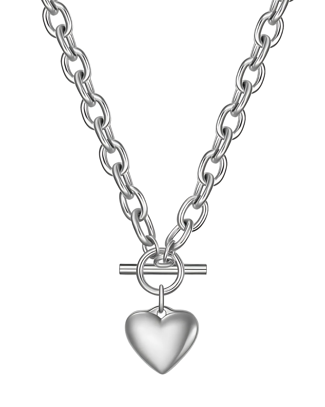 COLLAR CORAZON BARRA CHUNKY SILVER